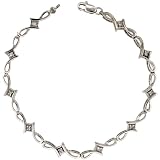 10k White Gold Double Loop Diamond Tennis Bracelet w/ 0.10 Carat Brilliant Cut Diamonds, 1/4 in. (6mm) wide