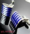 Silver with Five Blue Stripes Cufflinks Cuff Links