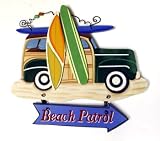 BEACH patrol Ford WOODY CAR Wooden SIGN plaque DECOR