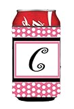 UPC 617375995604 product image for Letter C Initial Monogram - Pink Black Polka Dots Can or Bottle Hugger | upcitemdb.com