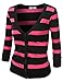 J.TOMSON Women's Striped V-Neck Button Down Cardigan
