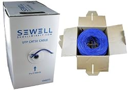Cat5e Bulk Cable, 1,000 Ft., Blue, Pull Box
