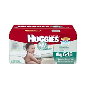 Huggies One and Done Refreshing Baby Wipes Refill, Cucumber and Green Tea,  648 Count (Packaging may vary)