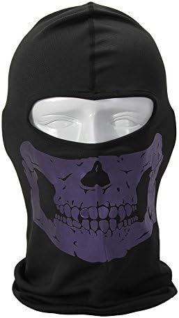 Full Face Motorcycle Bicycle Cycling Lycra Printing Face Mask Hood Neck Balaclava Hat-Purple