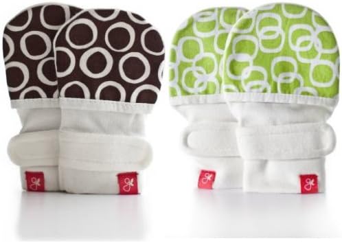 newborn mitts guavamitts 2 pack baby mittens : chocolate (bubbles) / lime (bubbles)