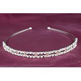 Double Strand Bridal Crystal Headband Tiara Veil by Delicate Spirits