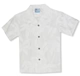 Palm Trees Boy's Hawaiian Aloha Shirt in Wedding White
