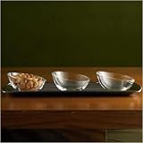 LENOX CRYSTAL TUSCANY CLASSICS STAINLESS TRAY W/ 3 NUT BOWLS