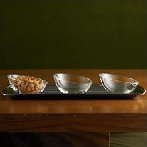 LENOX CRYSTAL TUSCANY CLASSICS STAINLESS TRAY W/ 3 NUT BOWLS