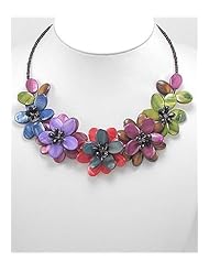 Flower Dyed Mother of Pearl Necklace In Zinc