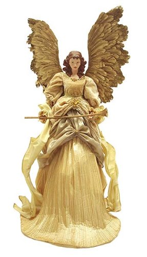 Antique Chic Gold Angel Figure With Gold Feather Wings #39806