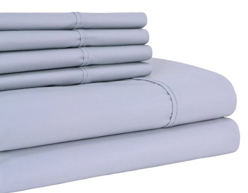 Elite Home Collection 6-Piece Lancaster California King Sheet Set, Silver