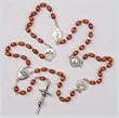 Wood Rosary - 19in. Silver Plated Chain - Solid Construction - IMPORTED FROM ITALY