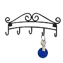 black metal wall mount Scroll Key Rack 5 hook NEW