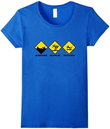 Women's Fun Triathlon TShirt, Swim Bike Run Three Sports Tshirt Large Royal Blue