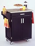 IMAGE OF Kitchen Cart in Black with Stainless Steel top - 90010042