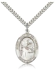 Free Engraving Included Medal- Sterling Silver St. Saint John of the Cross Pendant 1" Oval 7231SS w/24" SG Heavy Curb Chain w/Box Patron Saint of Contemplatives