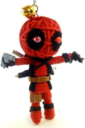 3 X Deadpool Voodoo String Doll Key Chain Handmade Red Superhero