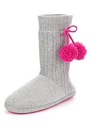 Knitted Pom-Pom Boot Slippers