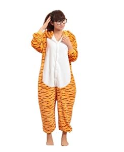 Promithi All In One Adult Unisex Animal Sleepsuit Kigurumi Cosplay Costume Pajamas (L(171-180cm), Tigger)