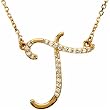 14k Yellow Gold Tantalizing T Initial Diamond Necklace