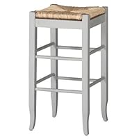 Boraam 94329 Square Rush Seat Stool, 29-Inch, White