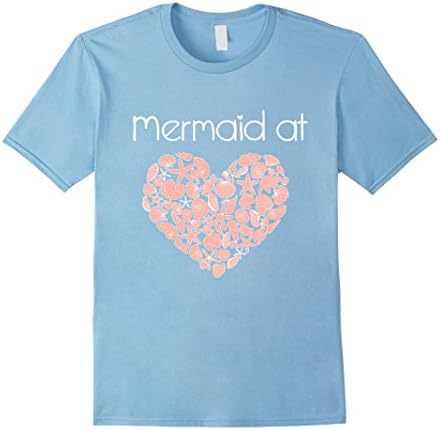 Men's Mermaid at Heart - Sea Shell Design Heart Cute Love Shirt Large Baby Blue