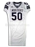 White No. 50 Game Used Mississippi State Nike Football Jersey