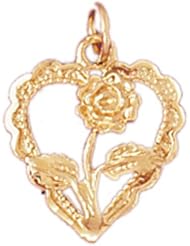 Dazzlers Solid 14k Gold Flower in Heart Charm Pendant Available in three colors from jewelsberry (weights: 1.0 grams only)