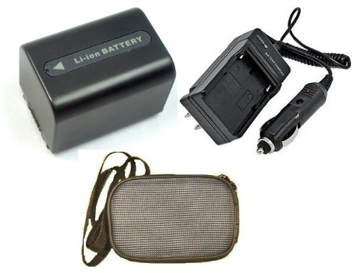 Extended Performance Replacement Battery PLUS Mini Battery Travel Charger for Specific Digital Camera and Camcorder Models / Compatible with SONY DVD103, DVD105, DVD105E, DVD106, DVD106E, DVD108, DVD109, DVD109E, DVD202E, DVD203, DVD203E, DVD205, DVD205E, DVD304E, DVD308, DVD308E, DVD403, DVD403E, DVD404E, DVD405, DVD405E, DVD406, DVD406E, DVD407E, DVD408, DVD505, DVD605E, DVD653, DVD653E, DVD703, DVD703E, DVD705, DVD705E, DVD708, DVD708E - Includes Car Adapter and Hard Case Camera Bag