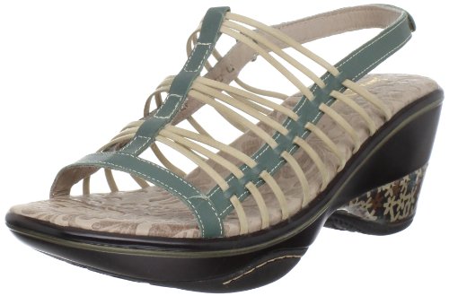 Jambu Sandals Jambu Women's Ginger Wedge Sandal,Nude/Teal,11 M US