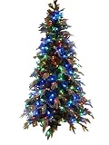 GKI/Bethlehem Lighting Pre-Lit 7-1/2-Foot PE/PVC ChristmasTree with 400 Multi-Color Frosted LED Lights