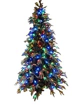 GKI/Bethlehem Lighting Pre-Lit 7-1/2-Foot PE/PVC ChristmasTree with 400 Multi-Color Frosted LED Lights