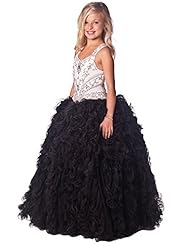 Girls  Organza Crystal Lace Crystals Beaded  Ball Gown Flower-Girl Dress/Pageant Dress/Party Dress 