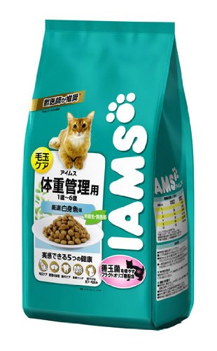 Cover image : アイムス 成猫用 毛玉ケア 体重管理用 白身魚味 1kg