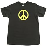 Peace Sign Neon Yellow T-Shirt, Black, M