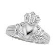 14K White Gold 0.04 ct. Diamond ''Claddagh'' Ring