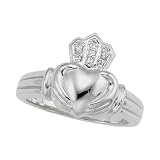 14K White Gold 0.04 ct. Diamond ''Claddagh'' Ring