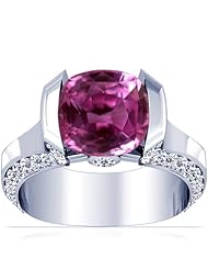 14K White Gold Cushion Cut Pink Sapphire Fana Designer Ring