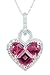 10k White or Yellow Gold Half Moon and Princess Created Ruby Stone Set and Diamond Heart Pendant(1/5 cttw, I Color, I2-I3 Clarity), 18
