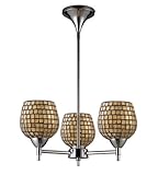 IMAGE OF Celina 3-Light Chandelier In Polished Chrome And Gold Leaf Glass