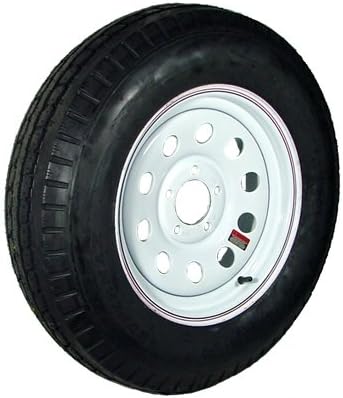 13" x 4.5" White Modular Trailer Wheel with bias ST17580D13C Tire Mounted (5-4.5" bolt circle)