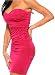 Fitted ruched sexy pink strapless evening mini dress