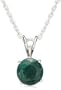 Sterling Silver 8mm Round Emerald Pendant w/ Light Rope Chain, 18"