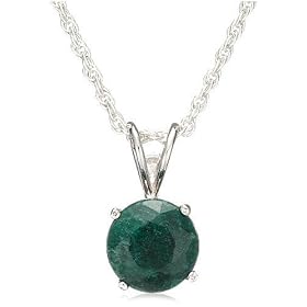 Buy Sterling Silver 8mm Round Emerald Pendant w Light Rope Chain, 18 by Amazon.com Collection