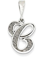 14k White Gold Filigree Initial C Charm D1281C
