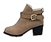 King Ma Womens Comfort Warm Belt Buckle Suede Short Boots