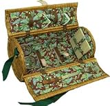 Willow Two Person Wine & Cheese Basket-Burgundy