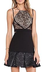 Open-Back Lace Acrylic/Polyester Skater Dress/Mini Dress 