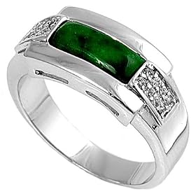 Sterling Silver Ring with Clear Jade CZ - Size: 6-9 by Jade Birthstones